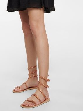 Ancient Greek Sandals Metallic Copper Wrap Gladiator Sandals